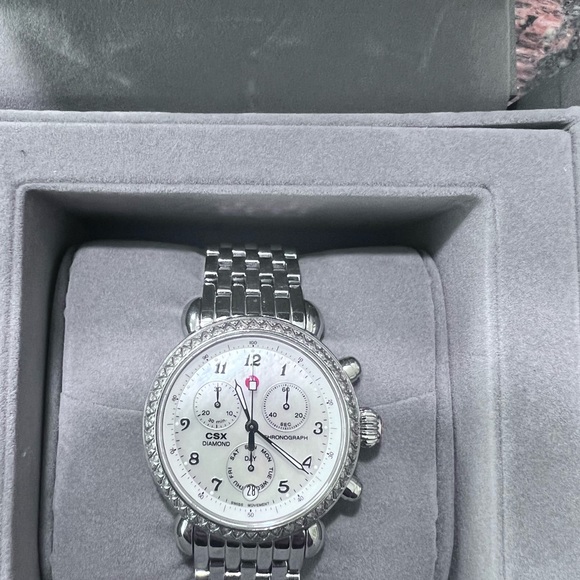 MICHELE CSX Chronograph Diamond Bezel Ladies Watch - MW03M01A1025 - Picture 2 of 6